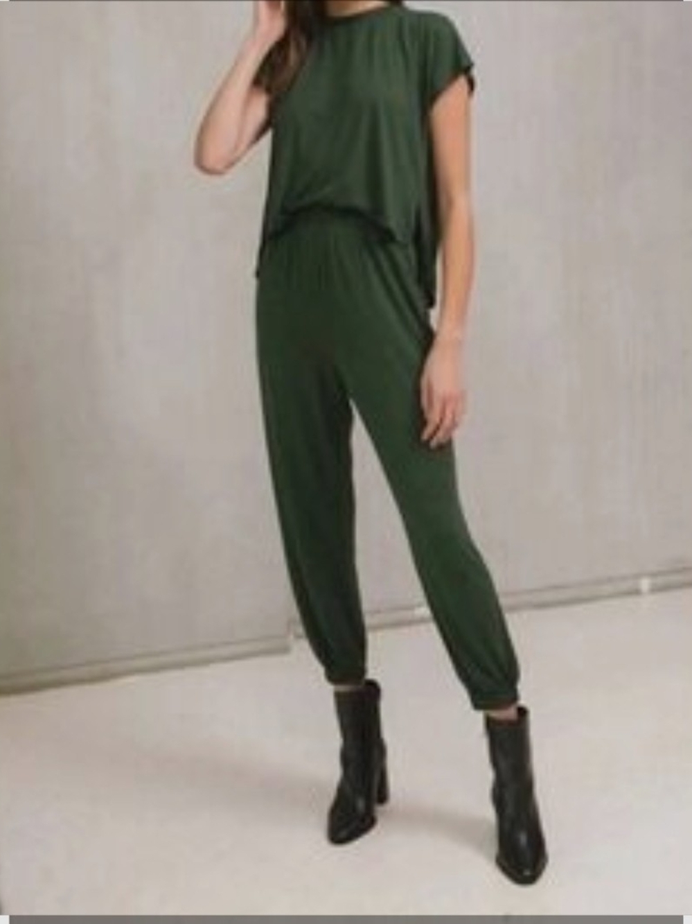 Elan Forest Green Relaxed Jumpsuit